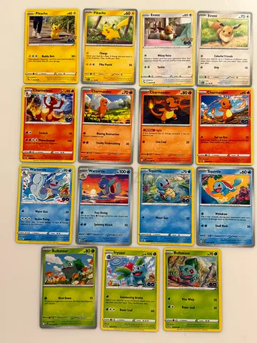 Pokemon cards Pikachu Charmander squirtle eevee original
