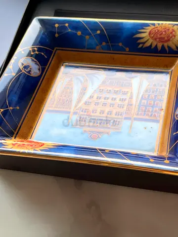 Decorative Vintage Porcelain Ashtray with Nautical and Sun Motif patek Philippe