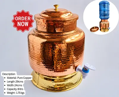 Pure Copper Water Dispenser Pot with Tap 8L