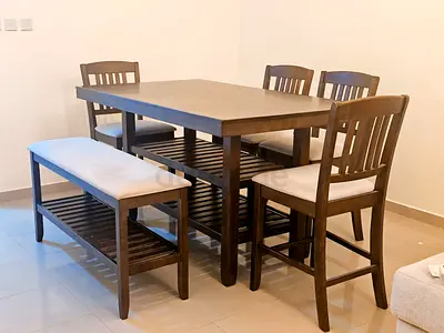 Modern Wooden Dining Set with Chairs and Bench
