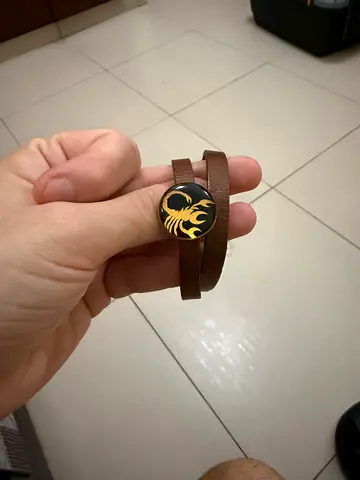 Brown leather wrap bracelet with scorpion emblem-Gold