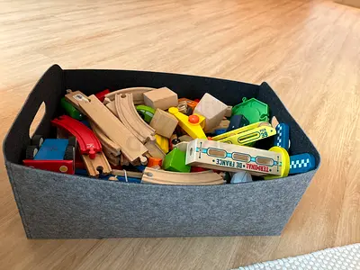 Wooden Train Set and Mixed Toy Vehicles - Boxed Lot