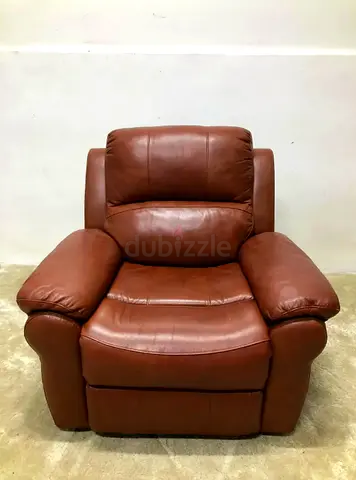 Manual brown leather recliner sofa