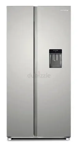 Side-by-side stainless steel refrigerator with water dispenser - good condition