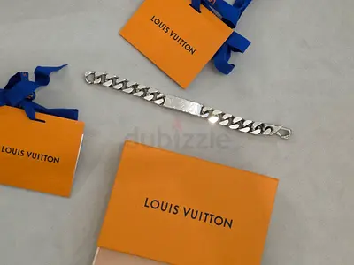 Louis Vuitton Silver Cuban Link Bracelet with box and papers