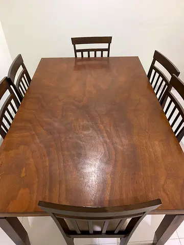 Solid Wood 6-Seater Rectangular Dining Table - Good Condition