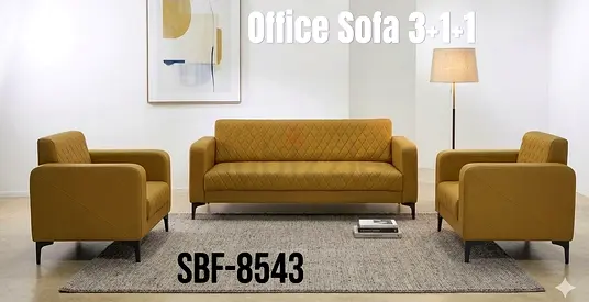 Mustard Yellow Office Sofa Set 3+1+1 - Modern Upholstered