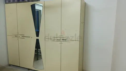 5-Door Beige Wardrobe with Mirror - Good Condition