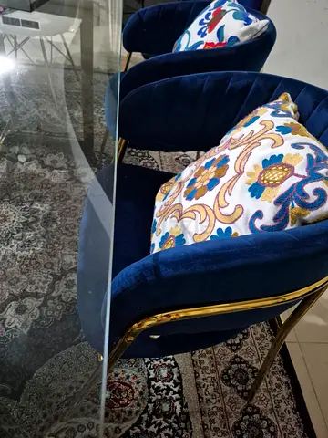 4 MODERN BLUE VELVET CHAIRS- DINING OR OFFICE USE