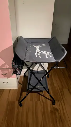 Portable Baby Changing Table with Storage - Grey Giraffe Design