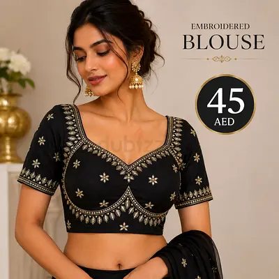 Black Embroidered Short Sleeve Blouse
