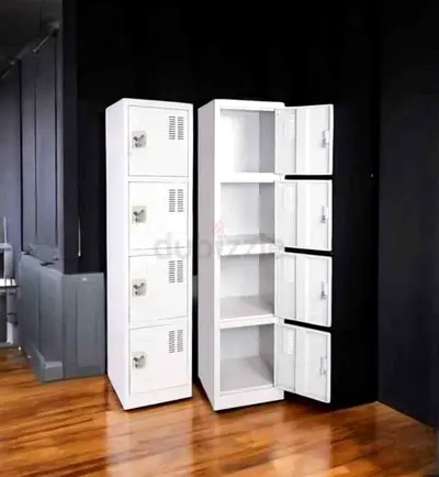 White 4-Tier Steel Locker Cabinet - Used, Good Condition