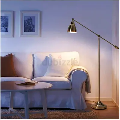 IKEA Adjustable Brass Finish Floor Reading Lamp - Modern Design