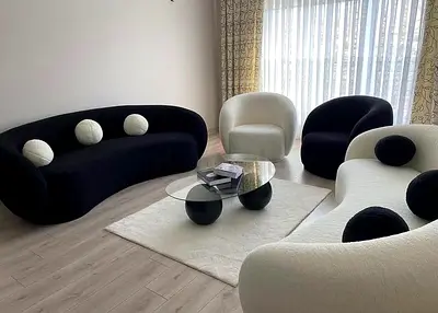 Customised Modern Curved Sofa and Armchair Living Room Set