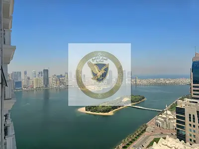 Sea view with balcony for a two-bedroom apartment and living room, spacious layout, with air conditioning, parking, gym, and swimming pool for free
