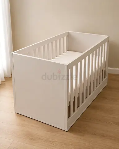 Modern White Wooden Baby Crib