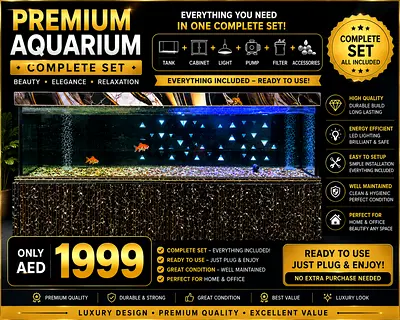 Premium Complete Aquarium Set with Cabinet - Ready to Use