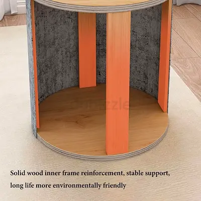Modern Round Wooden Side Table with Solid Inner Frame