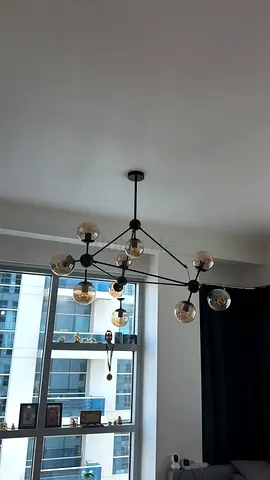 Set of 2 Modern Black Multi-Glass Globe Chandelier - 10 - Light