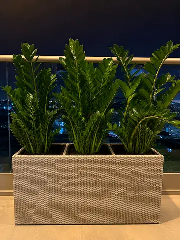 Three-Section Woven Planter – Grey