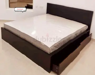 IKEA Malam king size 180×200cm bed frame with IKEA mattress and 2 big storage drawers underneath is