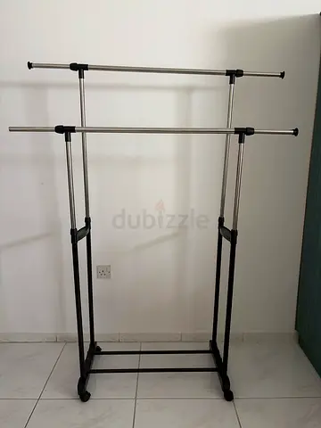 Stainless Steel Double Rail Clothes Rack - Free Standing, Adjustable