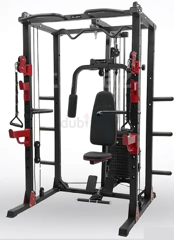 Multi-Function Home Gym Smith Machine with Pulley and Bench with 70 kgs Weight Stack All in One