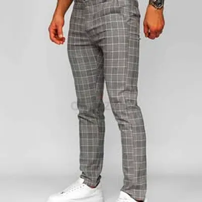 New Slim Fit Grey Checked Pant Medium Size Original 32 and 33 Fit