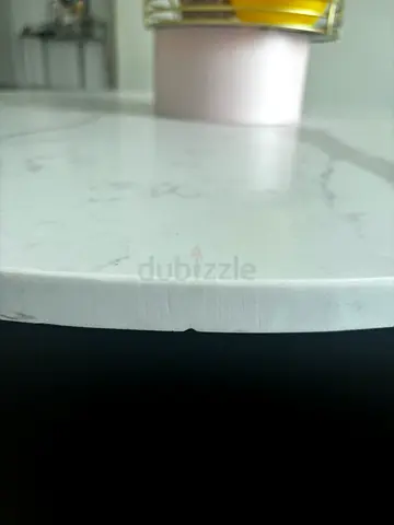 Round white marble-effect dining/side table top (used)