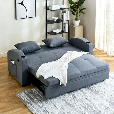 Morgan 3-Seater Pull-Out Sofa Bed with 2 Cup Holders, 2 Cushions and C-Type USB Port