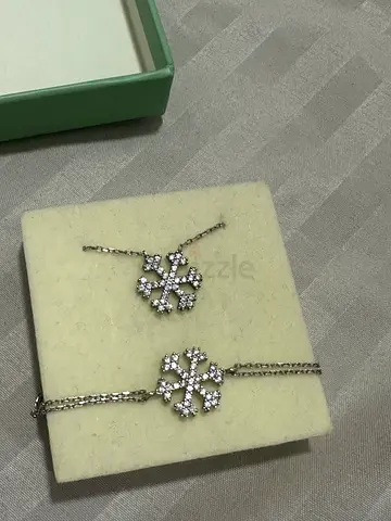 Sterling silver floral CZ necklace and bracelet set