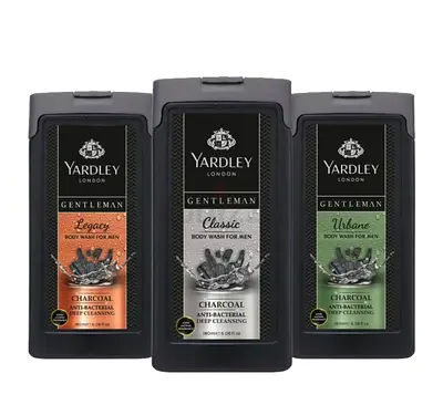 Yardley Gentleman Charcoal Body Wash 3-Pack (Men) - New