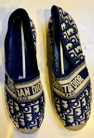 New Christian Dior navy logo espadrilles - size 40