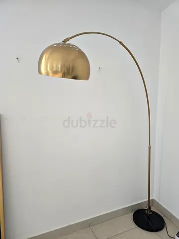 Gold arch floor lamp with dome shade - good condition