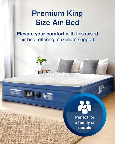 Premium King Size Raised Air Bed with Built-in Pump