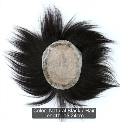 Natural Human Black Hair Toupee for Men
