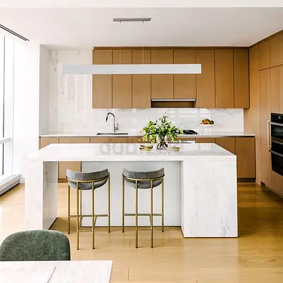 Modern White Marble Kitchen Island