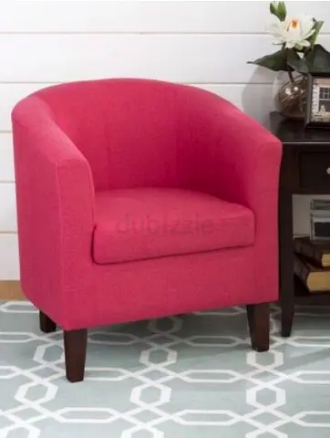 Pink Upholstered Accent Armchair - Compact Tub Chair
