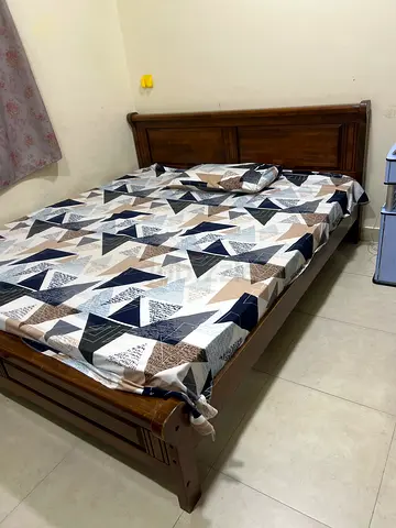 Solid Wood Double Bed Frame with Headboard without  mattress - Good Condition