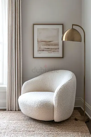 Modern Boucle Fabric Sofa with Cushions