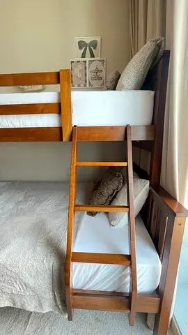Solid wood bunk bed with ladder — Excellent condition including mattress!! Harry up