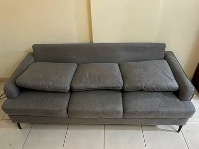 Grey 3-Seater Fabric Sofa - HOMEBOX