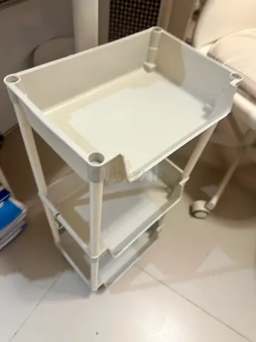 White 3-tier Plastic Storage Trolley / Utility Cart - Good Condition