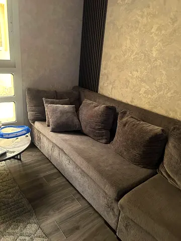 Comfortable grey sofa with cushions - good condition