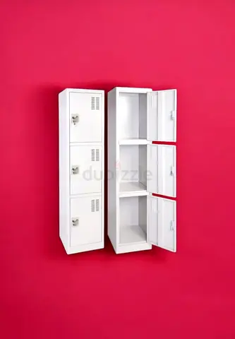 White Metal 3-Tier Locker Cabinet -