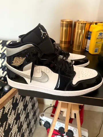 Used Air Jordan 1 Low/High style black white sneakers - size 15 worn once as well as original jersey
