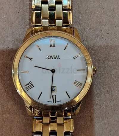 Jovial Swiss Made Men's Gold Tone Dress Watch, Date Window