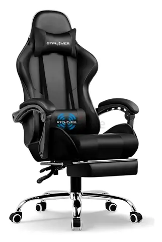 GTPlayer Ergonomic Gaming/Office Chair with Footrest - Black