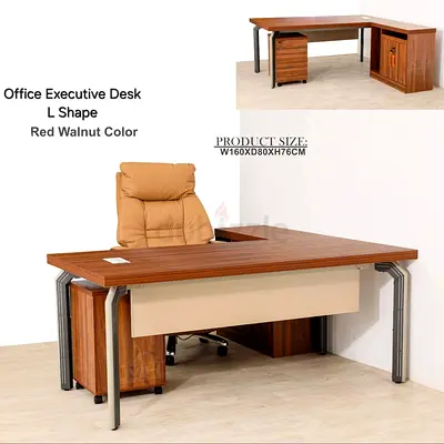 Brand new L shape wooden Office Table with metal Legs Available