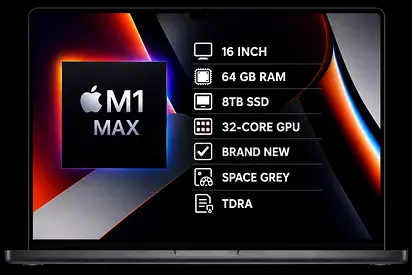 MacBook Pro M1 Max 64GB RAM, 8TB SSD, 16” 32‑core GPU (Space Grey)